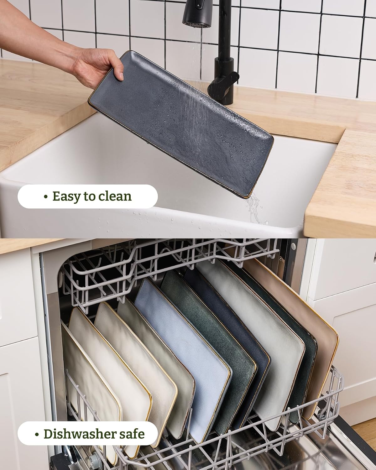 Matte Charcoal Stoneware Rectangular Platters