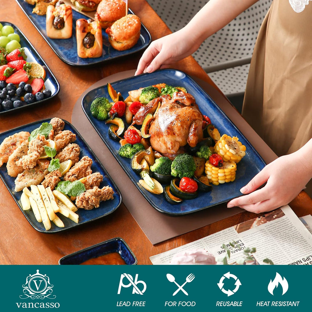 Blue Rectangular Ceramic Platters