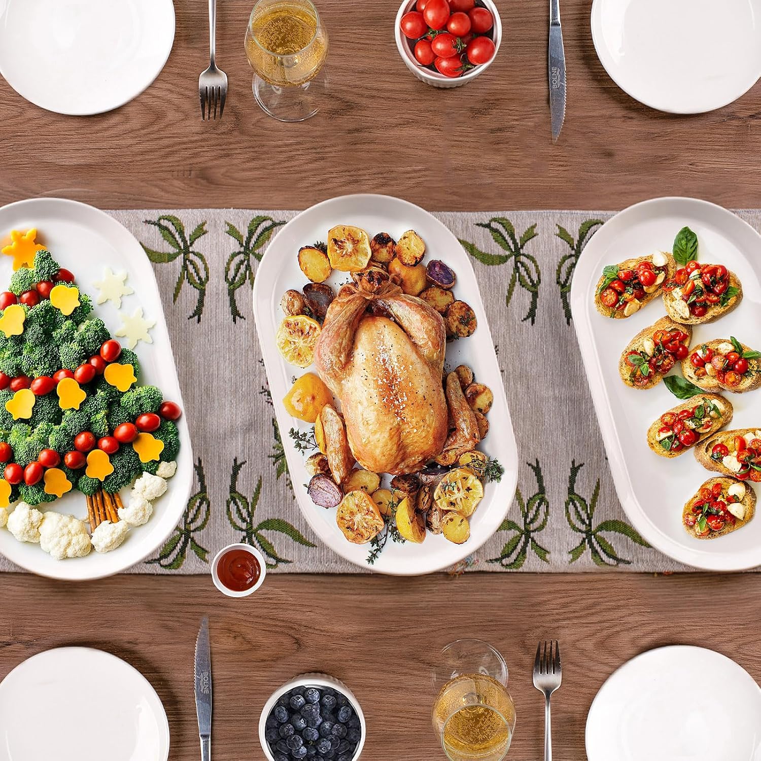 White Oval Ceramic Serving Platters