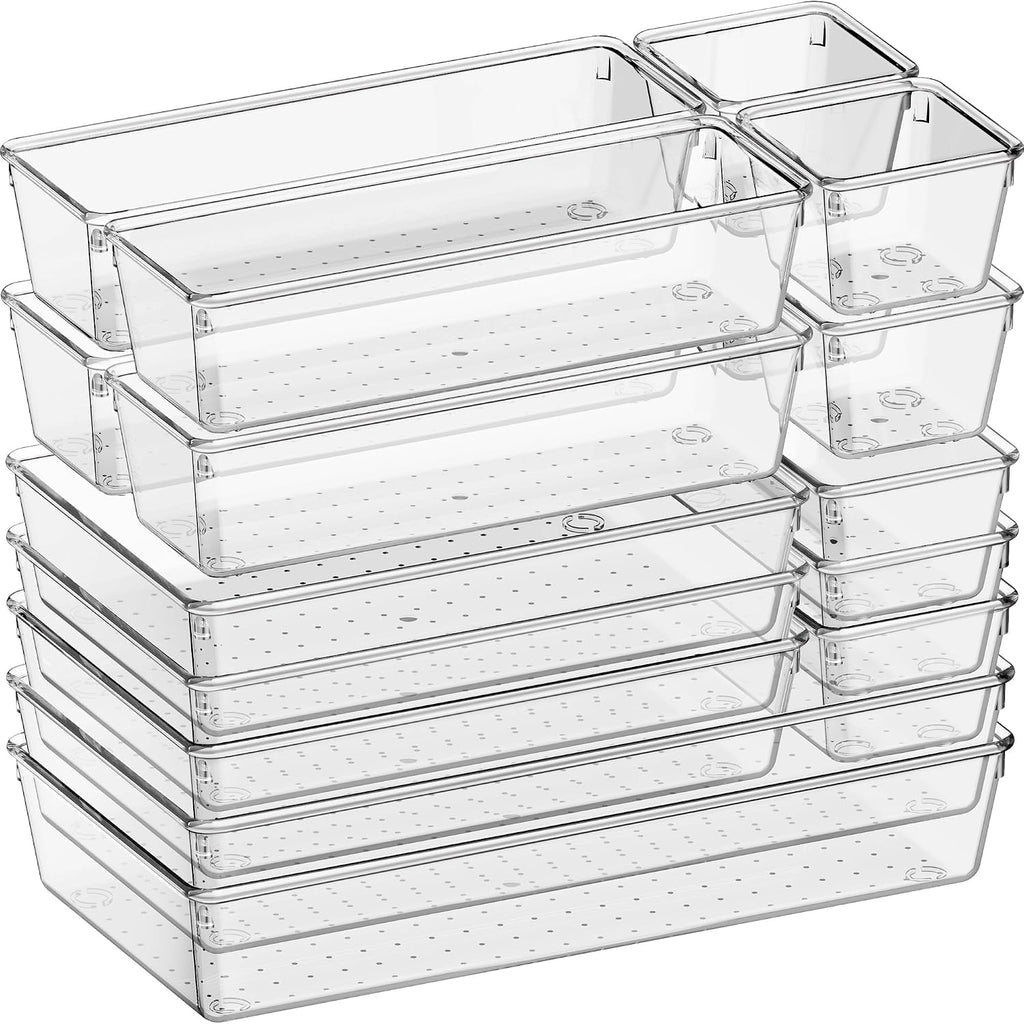 Multi-Size Clear Drawer Storage Trays