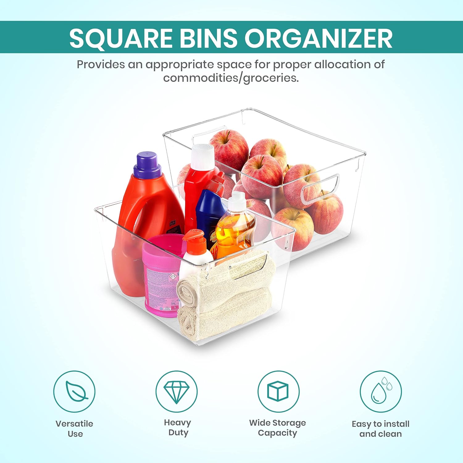 Clear Handled Kitchen Storage Bins