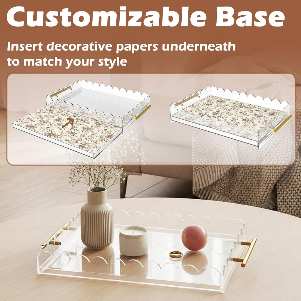 Handled Scalloped Acrylic Display Tray
