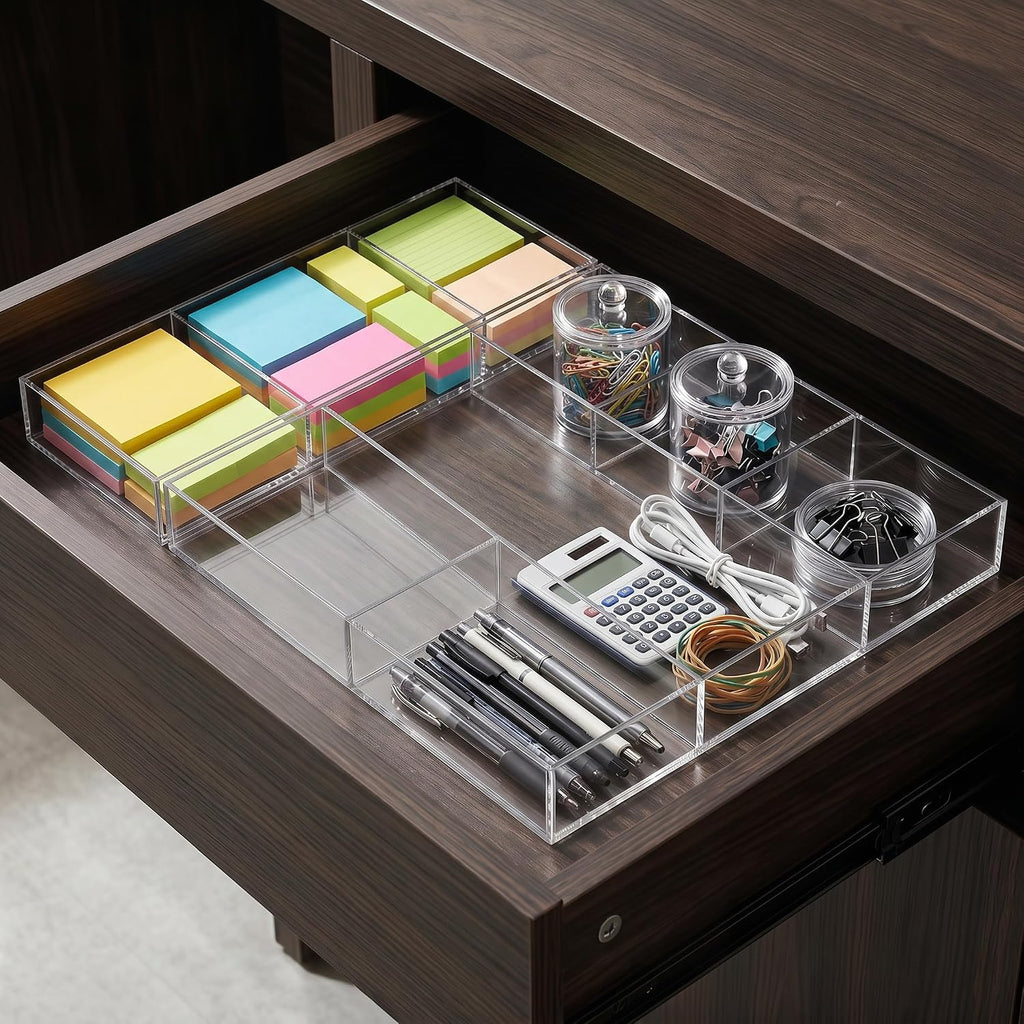Multi-Slot Clear Acrylic Drawer Trays
