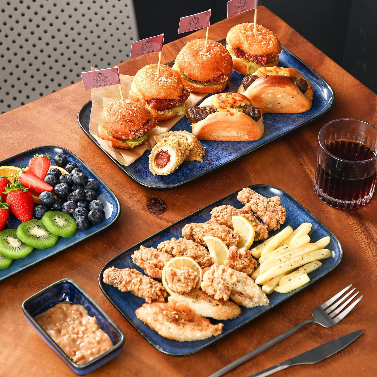 Blue Rectangular Ceramic Platters