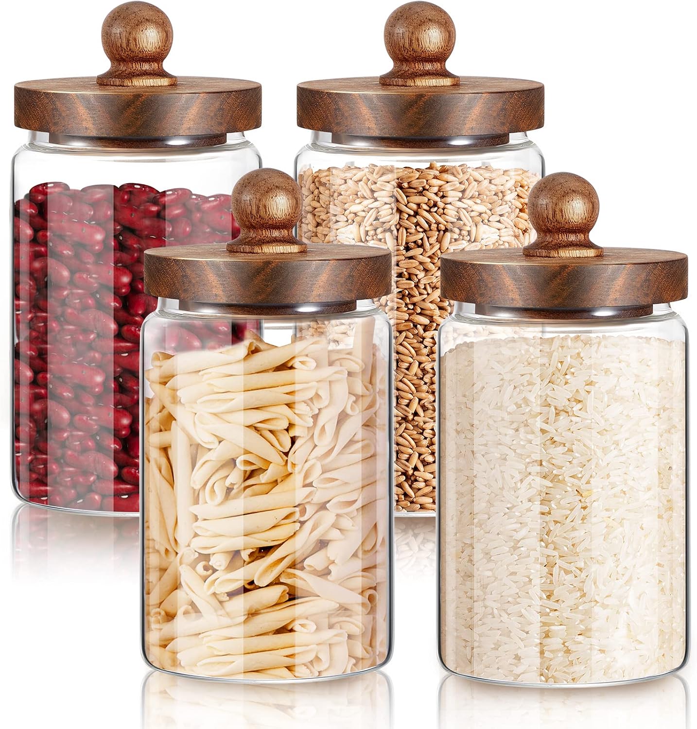 Wood Lid Airtight Glass Canister Jars