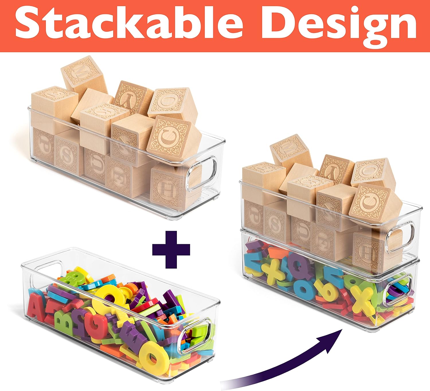 Clear Stackable Kitchen Storage Bins