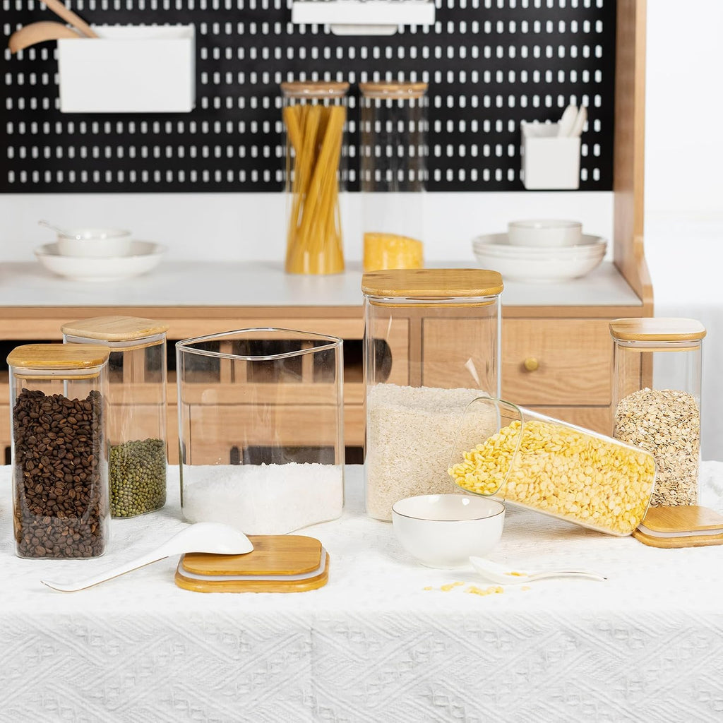 Bamboo Lid Airtight Glass Canisters