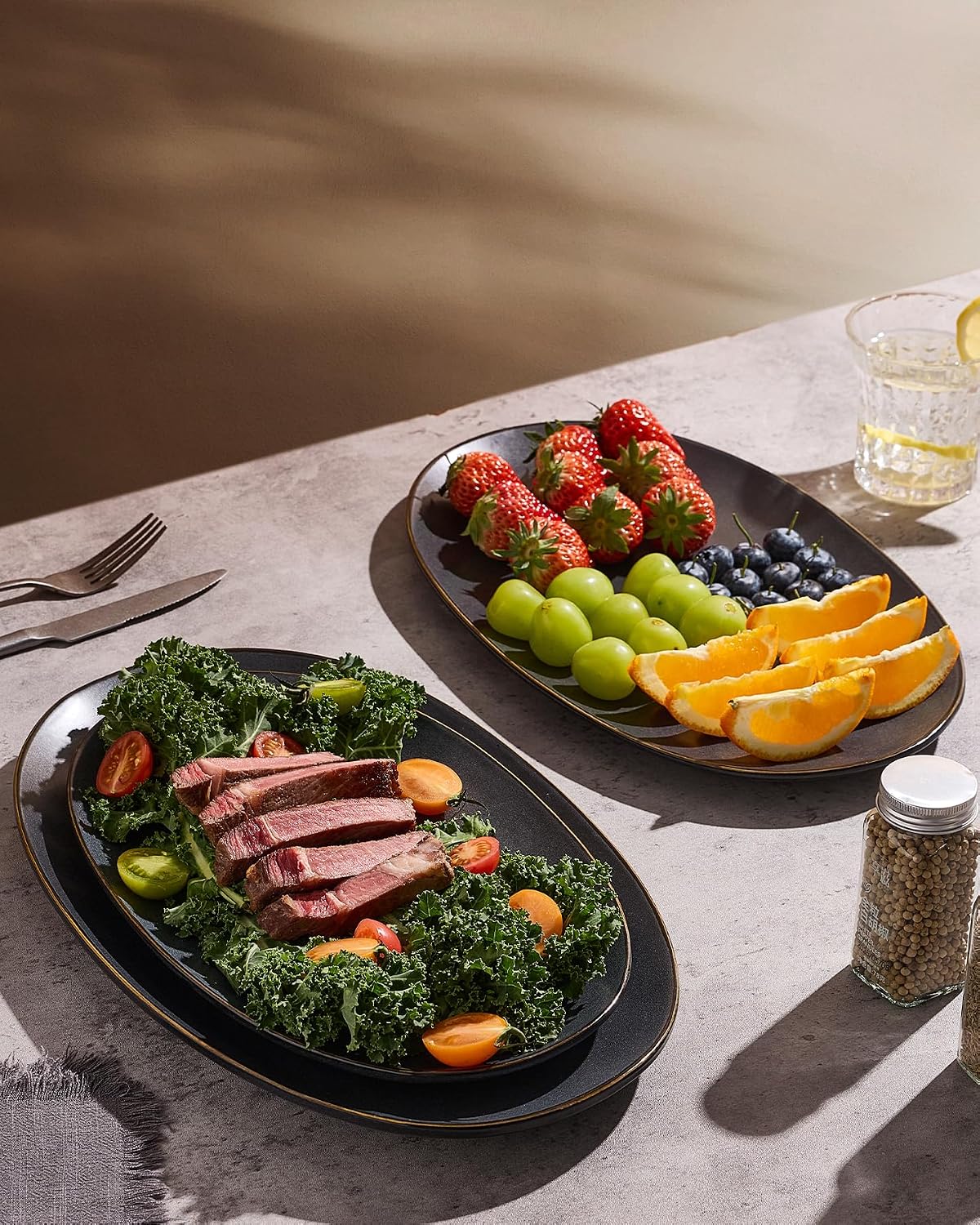 Matte Oval Stoneware Platters Set