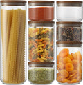 Stackable Wood Lid Glass Canister Set