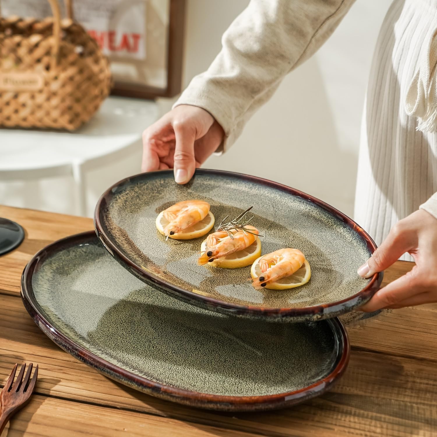Caramel Oval Ceramic Platters Set