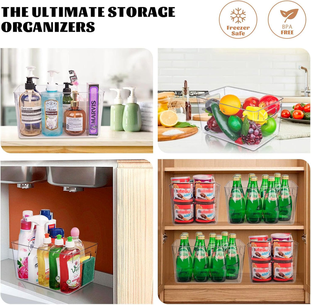 Heavy-Duty Clear Handled Storage Bins