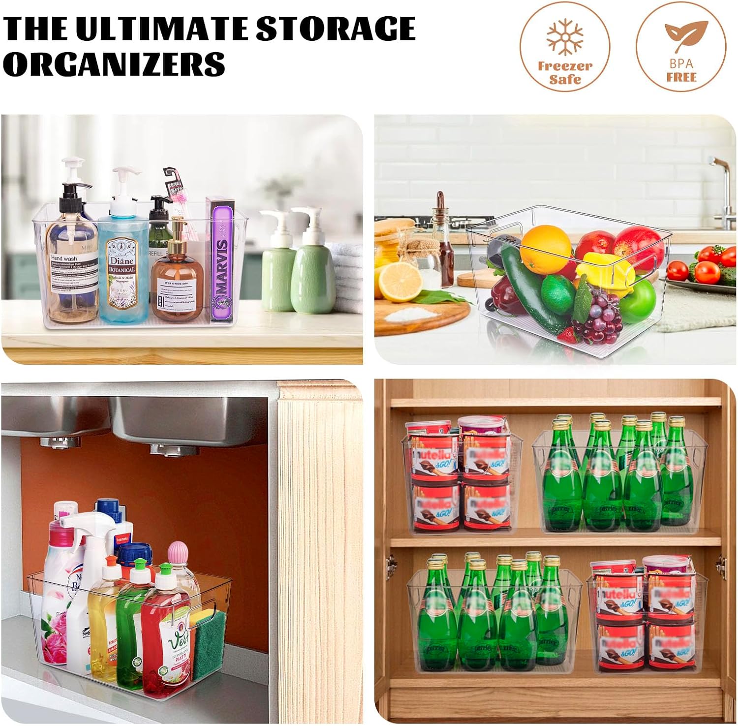Heavy-Duty Clear Handled Storage Bins