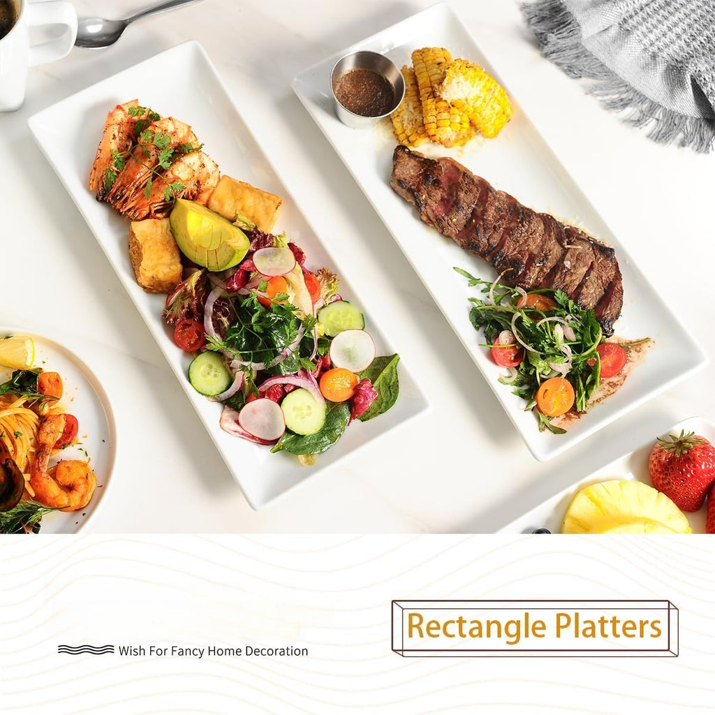 White Rectangle Ceramic Platters