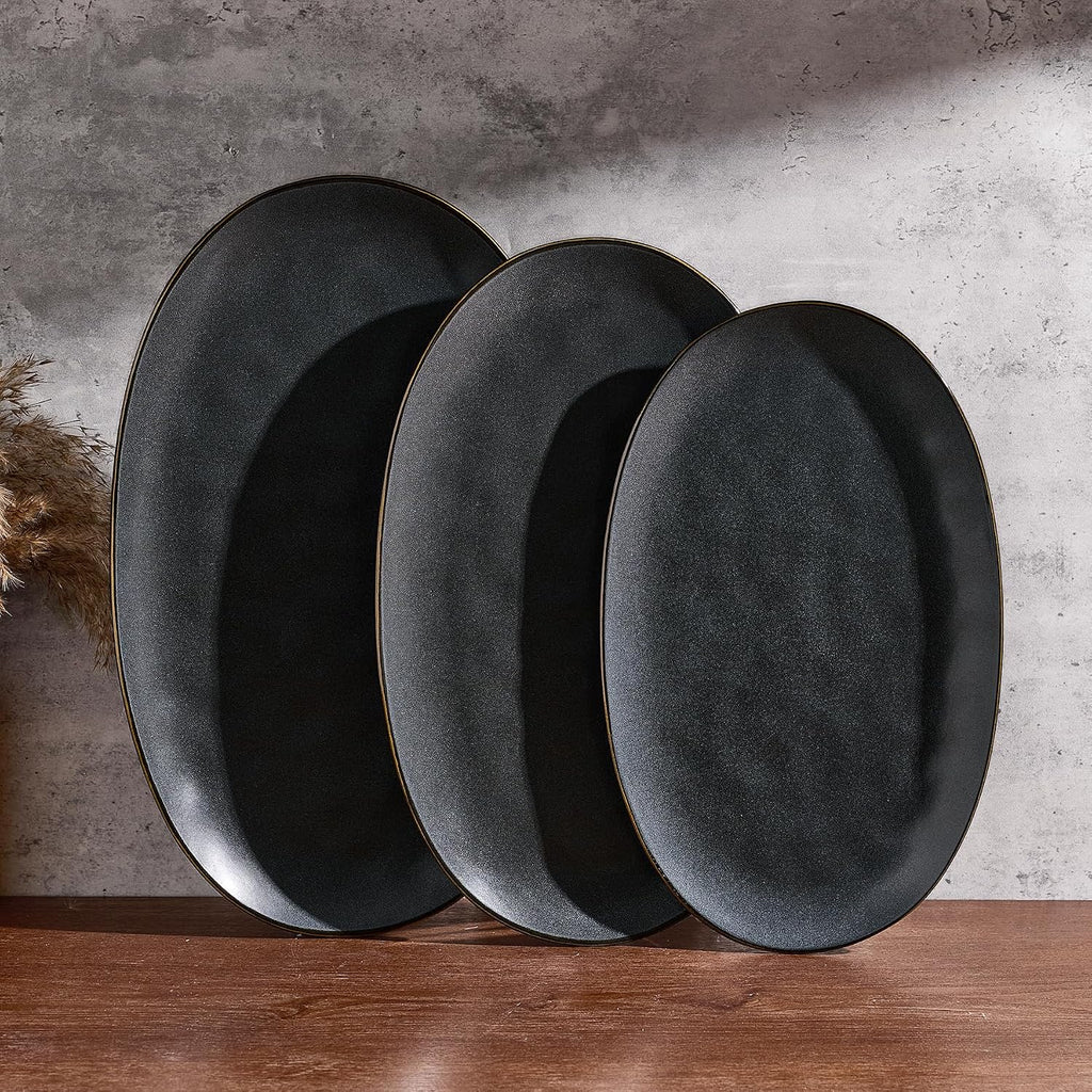 Matte Oval Stoneware Platters Set