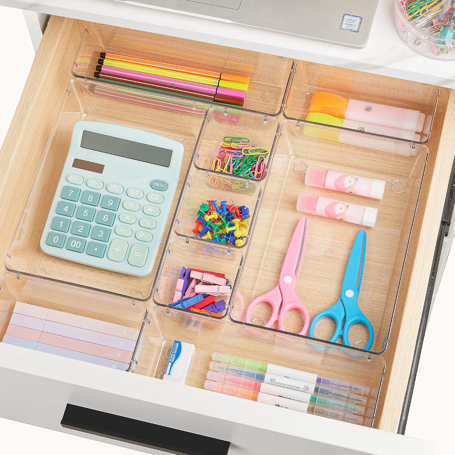 Multi-Size Clear Drawer Organizer Bins