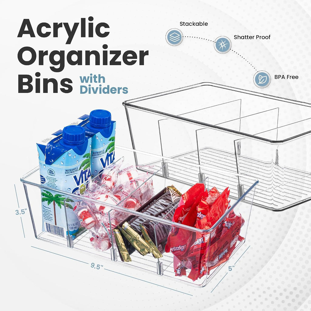 Divided Clear Kitchen Storage Bins