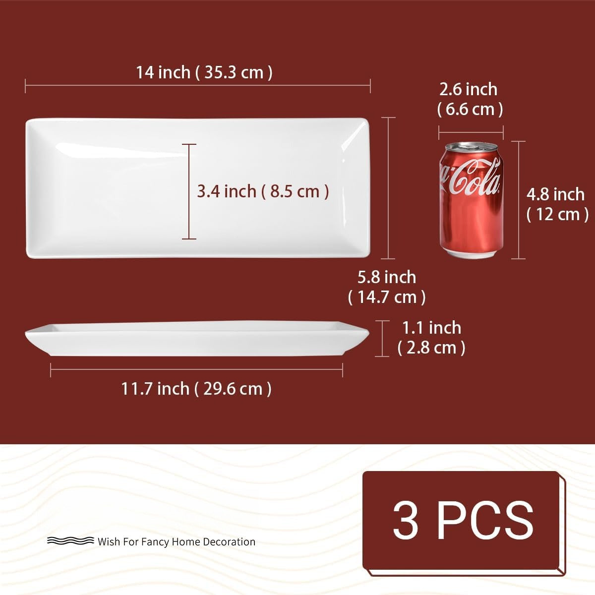 White Rectangle Ceramic Platters